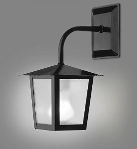 Arandela Colonial Preta Lâmpada Soquete E27 Bulbo Área Externa/Interna