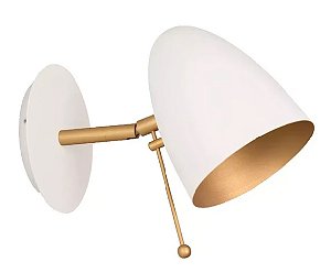 Arandela Pisa Mobile Articulada 20X13,5X23,5CM 1L Branco/Dourado TKS 1487