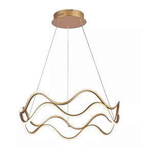 Pendente LED 3000K 86W Bivolt Ø65cm Metal e Silicone Dourado - Sindora Iluminação QD05380