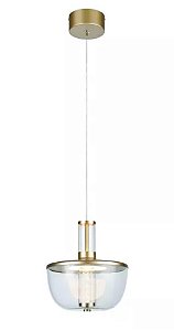 Pendente LED Redondo 3000K 12W Bivolt Ø23x23cm Metal e Acrílico Dourado - Sindora Iluminação DCD01837