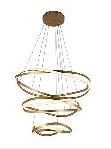 Pendente LED Euni Odi 3 3000K 173W Bivolt 500xØ80cm Alumínio e Silicone Dourado e Fosco - Nordecor 2880