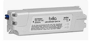 Fonte Driver 1A 12W 12v Alumínio Branco - Brilia