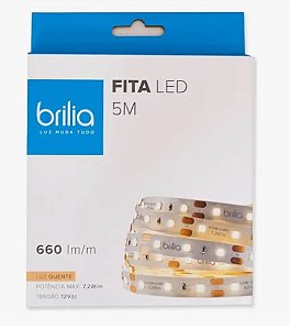 Fita Led Brilia 5m 12v 660lms Ip20 7,2w 60 Leds