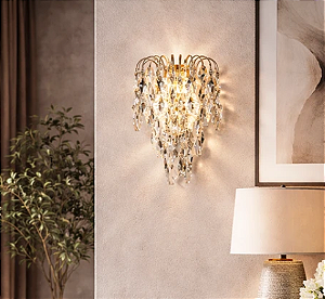 Arandela 22x32CM Cristal/Metal Dourado 2xE14 Sindora DCB06642