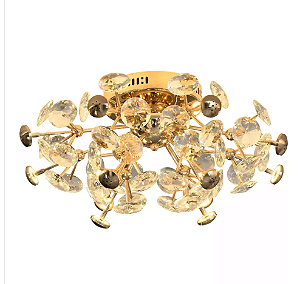 Plafon 62x30CM Cristal/Metal Dourado 12xG4 Sindora DCX06217