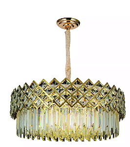 Pendente 75x30CM Cristal/Inox Dourado 16xE14 Sindora DCD01003