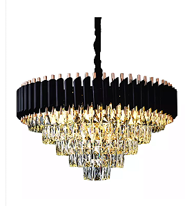 Pendente 75x43CM Cristal/Metal Preto 15xE14 Sindora DCD03911