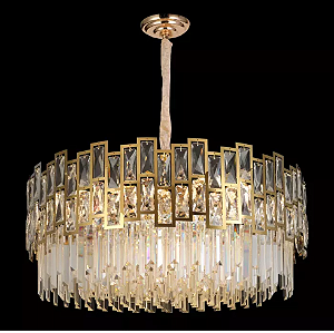 Pendente 80x32CM Cristal/Inox Dourado 18xE14 Sindora DCD01029