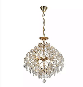 Pendente Pear Metal/Cristal Dourado 42cm 6L SINDORA DCD00413