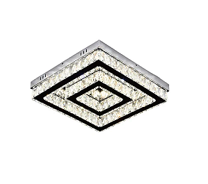 Plafon 20x40cm 36w Inox Cromado + Cristal Sindora DCX01414