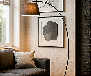 Luminária de PIso 43x180CM Metal/Linho Preto 1xE27 Sindora DCD00559
