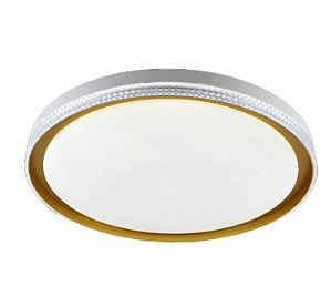Plafon de Sobrepor LED Redondo 3000K/4500K/6500K Multitemperatura 60W Bivolt Ø40x7,6cm Metal e Acrílico Dourado - Sindora Iluminação DCX02311