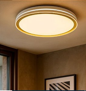 Plafon de Sobrepor LED Multitemperatura 14W 28CM Acrílico/Metal Dourado Sindora DCX02362
