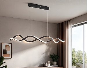 Pendente LED 3000K 56W 103CM Silicone/Metal Preto Sindora QD05463
