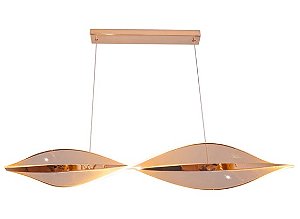 Pendente LED Multitemperatura 48W 100CM Acrílico/Metal Dourado Sindora QD05200