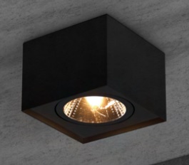 Plafon de Sobrepor Box para lâmpada dicroica 9x9x8 cm Preto Textura Lunel 626-09