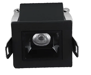 Spot De Embutir LED Downlight Evon Quadrado 3000K 2W 4,5x4,5cm Alumínio Preto - Astra LED DL-7302