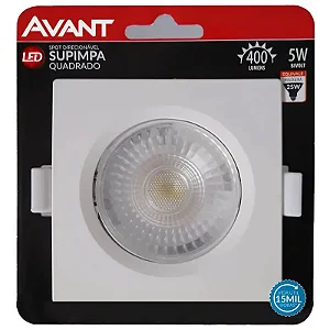 Embutir LED Supimpa Quadrado 6500K 5W Bivolt (L) 9cm x (P) 9cm Polipropileno Branco - Avant 865021371