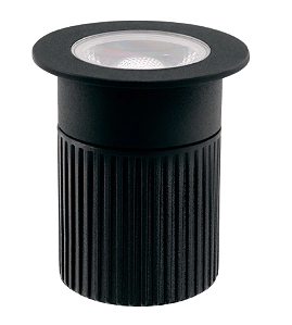 Embutido de Solo Chão LED Focco Redondo 30° Externo 3000K 5W Bivolt (D) 6,5cm x (A) 8,2cm Alumínio Preto - Stella STH7706/30