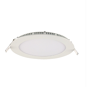 Painel Luminária de Embutir LED Tech Slim Redondo 6500K 18W Bivolt (D) 22cm Alumínio e Acrílico Branco - Germany Blumenau Iluminação 80346004
