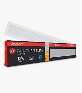 Painel Luminária de Embutir LED Fit Retangular 3000K 18W Bivolt (L) 60cm x (P) 10cm Alumínio e Policarbonato Branco - Avant 490100574