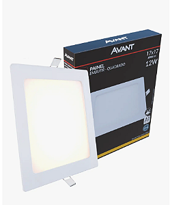 Painel Led Alu 12w 3000k Emb. Quadrado 110v/220v 17cm Avant Estrutura Branco quente