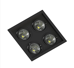 Spot de Embutir Face Recuado Quadrado Quádruplo AR70 (A) 23,5cm x (L) 23,5cm x (P) 3,5cm Termoplástico Preto - Save Energy SE-330.2916