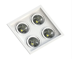 Spot de Embutir Face Recuado Quadrado Quádruplo AR70 (A) 23,5cm x (L) 23,5cm x (P) 3,5cm Termoplástico branco - Save Energy SE-330.2904