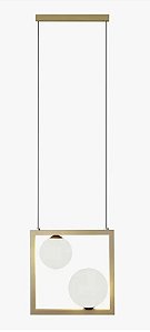 Pendente Orbit 26x26x12cm Alumínio e Vidro Dourado e branco fosco - Casual Light Studioluce PDH1533DO