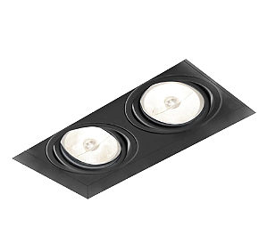 Spot de Embutir Newline IN61342 Preto e Preto No Frame II Retangular Duplo AR70 19,8x9,6x10cm Alumínio