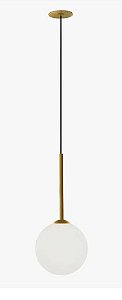 Pendente Orbit (D) 12cm x (A) 32cm Alumínio e Vidro Dourado e Fosco - Casual Light Studioluce PDH1559DO