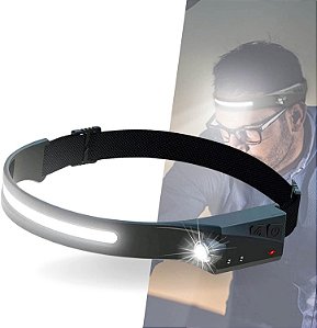 Lanterna de cabeça de LED recarregável por USB, lanterna de cabeça de corrida, lanterna com sensor de movimento, lanterna COB de 230° para caminhada, ciclismo, acampamento, caminhadas