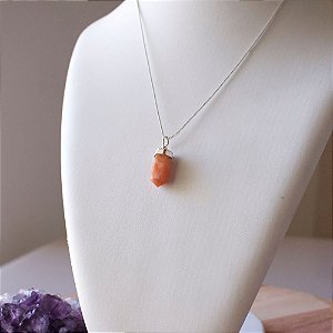 Colar Calcita Laranja em Prata 925