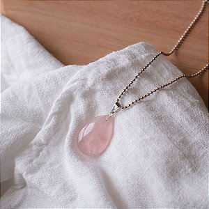 Colar Gota Quartzo Rosa
