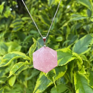 Colar Quartzo Rosa Estrela de Davi