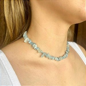 Choker de Água Marinha Cascalho