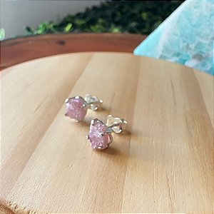 Brinco de Turmalina Rosa Bruta em Prata 925