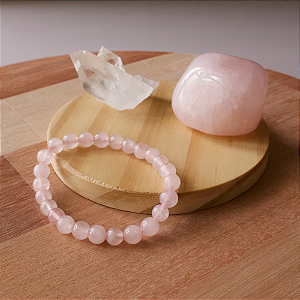 Pulseira de Pedra Natural Quartzo Rosa 6mm