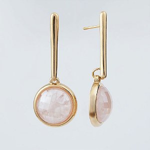 Brinco com Pedra Natural Quartzo Rosa
