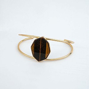 Bracelete com Pedra Natural Olho de Tigre Geométrico