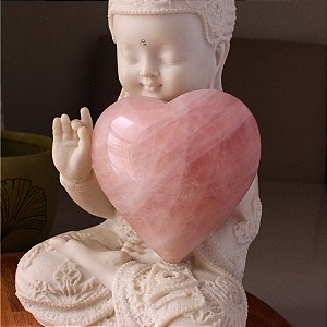 Coração de Pedra Natural Quartzo Rosa Tamanho Grande