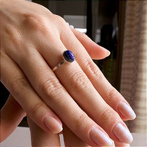Anel de Lápis Lazuli Oval em Prata 925