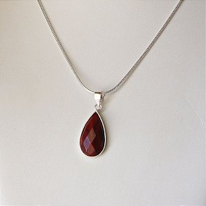 Colar com Pedra Natural Jaspe Vermelho em Prata 925