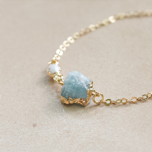 Pulseira Água Marinha e Pérola