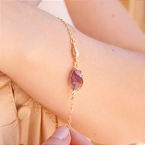 Pulseira Ametista e Pérola