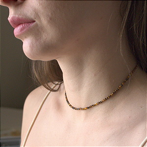 Choker de Pedra Natural Olho de Tigre
