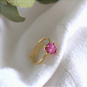 Anel Pedra Natural Bruta Rubi