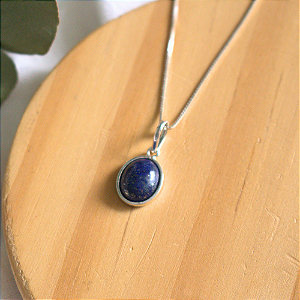 Colar com Pedra Natural Lápis Lazuli Prata 925