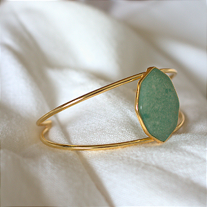 Bracelete com Pedra Natural Quartzo Verde Geométrico