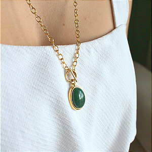 Colar com fecho frontal Quartzo Verde